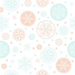 Snowflake vector seamless pattern weather traditional winter december wrapping paper christmas background.