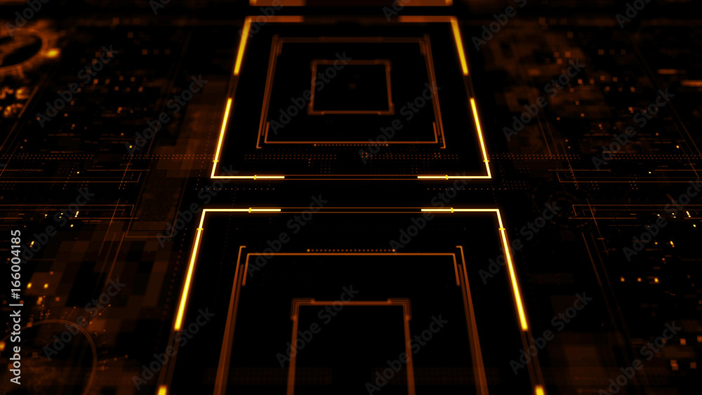 Poster abstract 3d render of futuristic interface. hud design. ui/ux concept background with depth of field