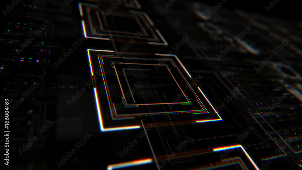 Poster abstract 3d render of futuristic interface. hud design. ui/ux concept background with depth of field
