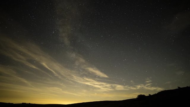 Awesome Milky Way Galaxy night sky with clouds TimeLapse.