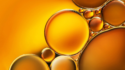 Water bubbles abstract macro, orange abstract background