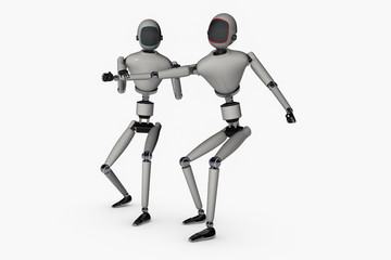 A fighting robot full in action