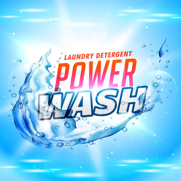 power wash laundry detergent packaging concept design with water splash