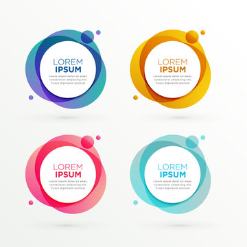 trendy circle banners set with text space