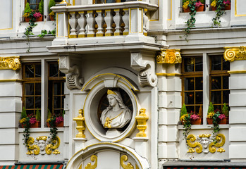 Old but renovated windows in historical part of Bruxelles