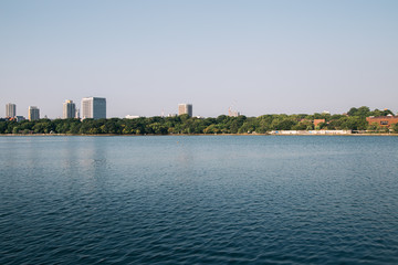 Fukuoka Ohori park. Lake landscape