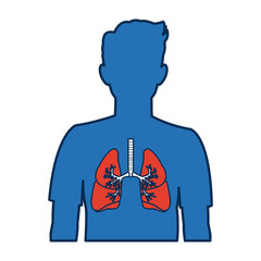 human silhouette with respiratory system