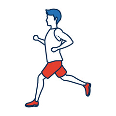 Obraz na płótnie Canvas running man in jersey profile side view