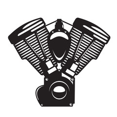 Motorcycle engine emblem in monochrome silhouette style - 166016301