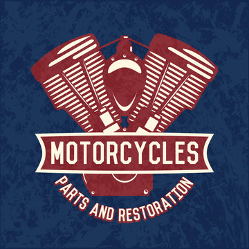Motorcycle emblem in silhouette style