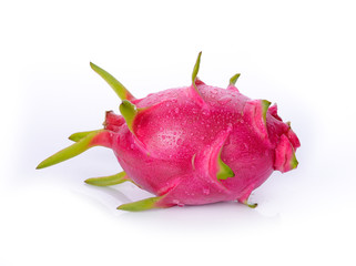 Dragon fruit isolated on white background,water drop