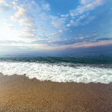 Fototapeta calm waves at the beach / hot summer day photo Crimea