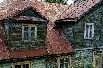 Fototapeta na wymiar Old house in Talsi, Latvia, street view