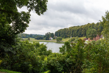 Along the blue lake in a small town Talsi, Latvia