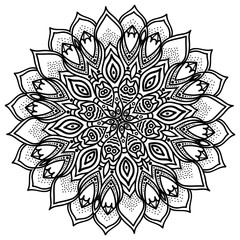 mandala, highly detailed illustration, ethnic tribal tattoo motive, black and white