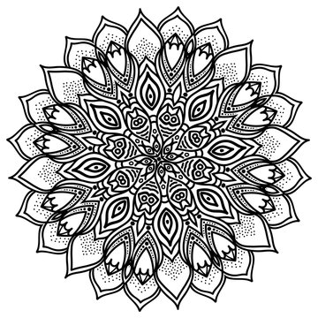 mandala, highly detailed illustration, ethnic tribal tattoo motive, black and white