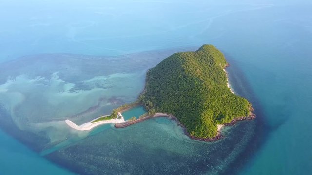 Aerial view from the drone on the island Ko Tae Nai,around Thong Sala pier on Phangan island,the most important tourist destination