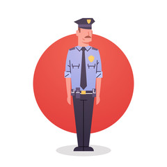Policeman Icon Male Cop Guard Security Flat Vector Illustration