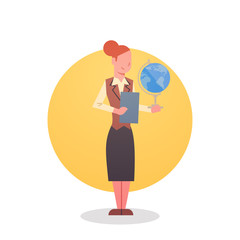 Fototapeta premium Female Teacher Icon School Stuff Worker Professional Occupation Flat Vector Illustration