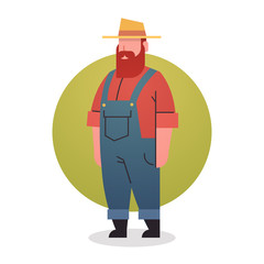Farmer Man Icon Agriculture Worker Professional Occupation Flat Vector Illustration