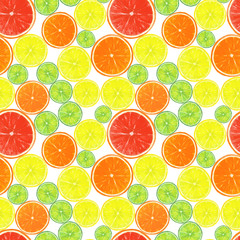 Seamless fruits slices pattern