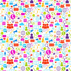 Social Media Icons Set On White Background Network Communication Concept Vector Illustration