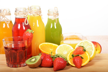 Fototapeta na wymiar A glass of strawberry juice for a healthy breakfast