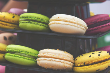 Colorful macaroons background.