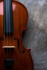 Fototapeta na wymiar Violin on wooden dark background