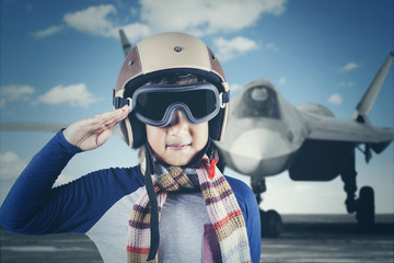 Little boy with jet plane
