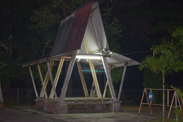 House huts at night