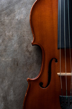 Violin on wooden dark background