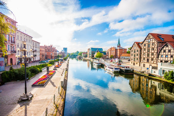 Old Town and granaries by the Brda River. Bydgoszcz, Poland.