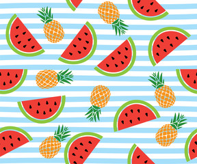 Cotton fabric Watermelon Seamless Backround
