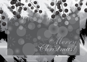 Merry Christmas background with berries. Vector