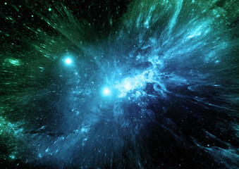 Stars, dust and gas nebula in a far galaxy