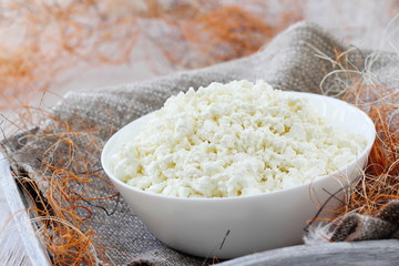 Cottage cheese in a bowl