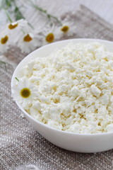 Cottage cheese in a bowl