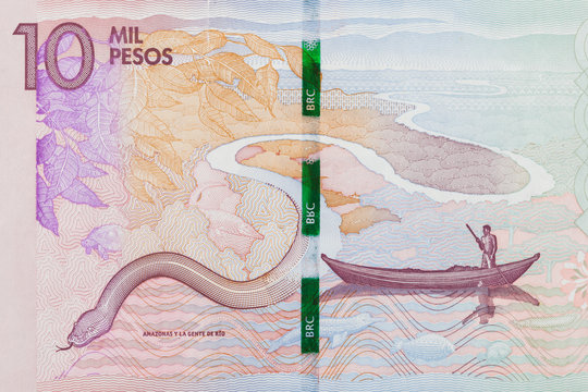 Amazon River on the ten thousand Colombian pesos bill Stock Photo | Adobe  Stock