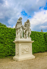 Beautiful statues in the garden of the lower Belvedere Palace. Vienna. Austria 