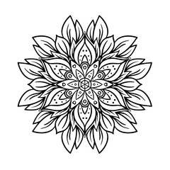 Vector ornamental mandala inspired ethnic art, patterned Indian paisley. Hand drawn illustration. Invitation element.
