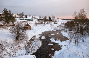 Russian village in winter