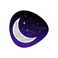 bold moon with stars, illustration design, isolated on white background