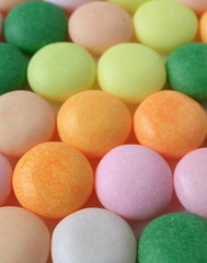 Close-up of Beautiful Colored Round Candies, Selective Focus for Background and Texture 