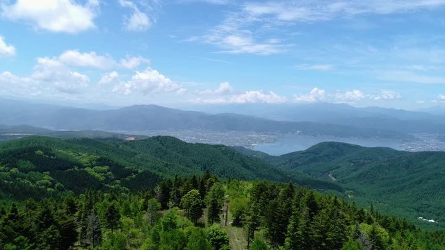 Lake Suwa in Nagano seen from the sky
