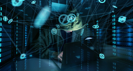 Hacker accessing to personal data information with a computer 3D rendering