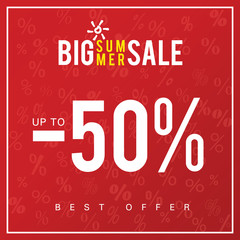 sale of big summer icon in red color illustration