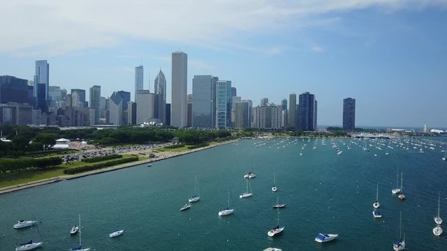 Chicago Skyline Low altitude view