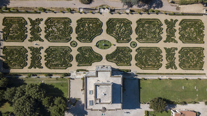 Vista aerea ortogonale del giardino segreto di Villa Doria Pamphilj a Roma. Sono presenti di...