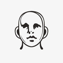 Drawn grunge grim graphic icon of a man's head. Vector illustration of people. Portrait in a modern style design